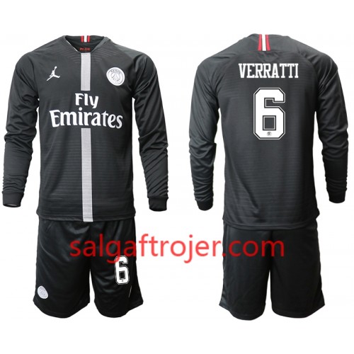 Paris Saint-Germain Fodboldtrøjer VERRATTI 6 Jodan Sort Børn 3. sæt 2018/19 Langærmet Paris Saint-Germain Fodboldtrøjer VERRATTI 6 Jodan Sort Børn 3. sæt 2018/19 Langærmet